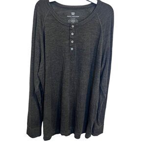 Mack Weldon Shirt Gray Henley Thermolite Wool Blend Long Sleeve Mens XL